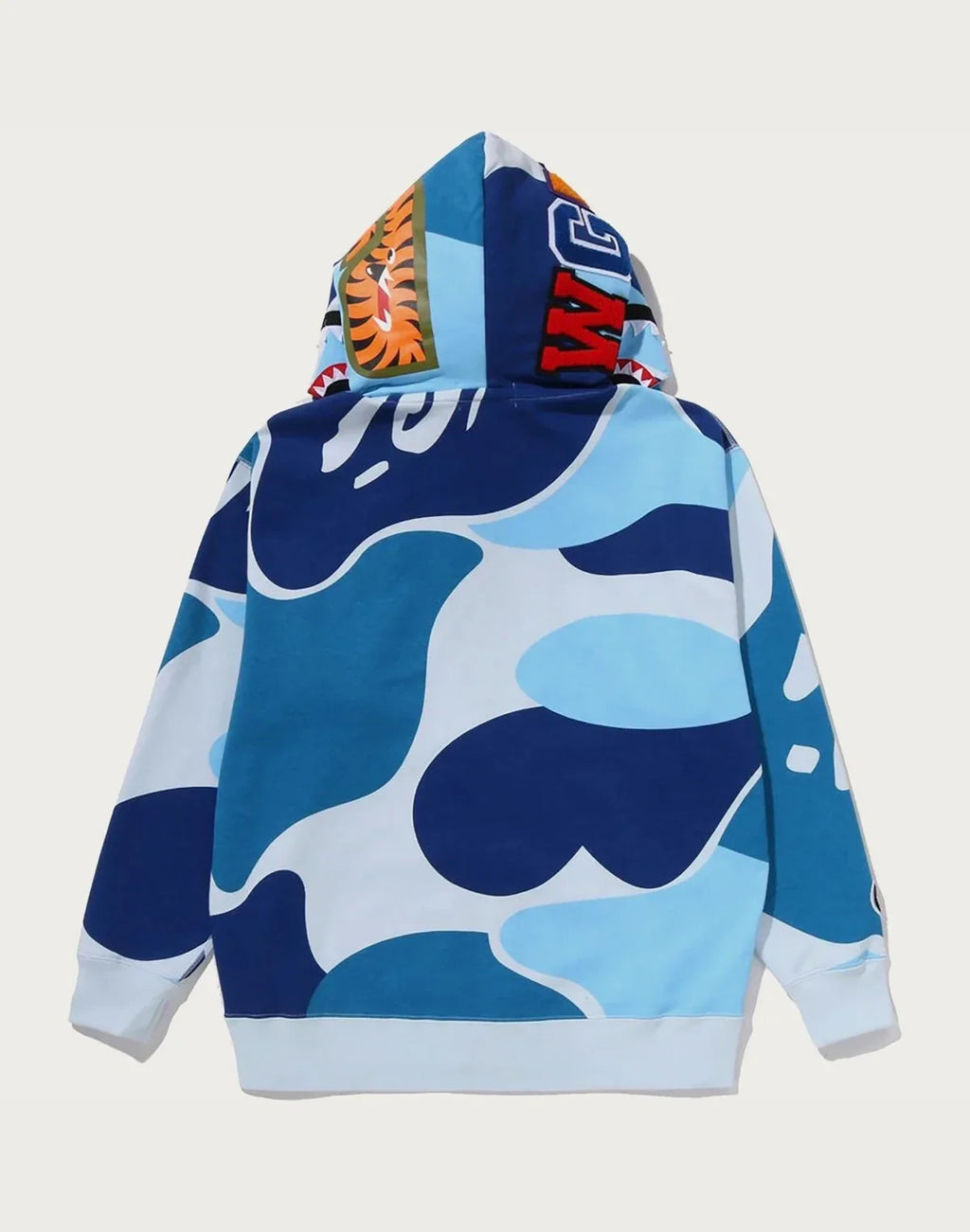 Relaxed Cotton Camo Full-Zip Hoodie - Blue