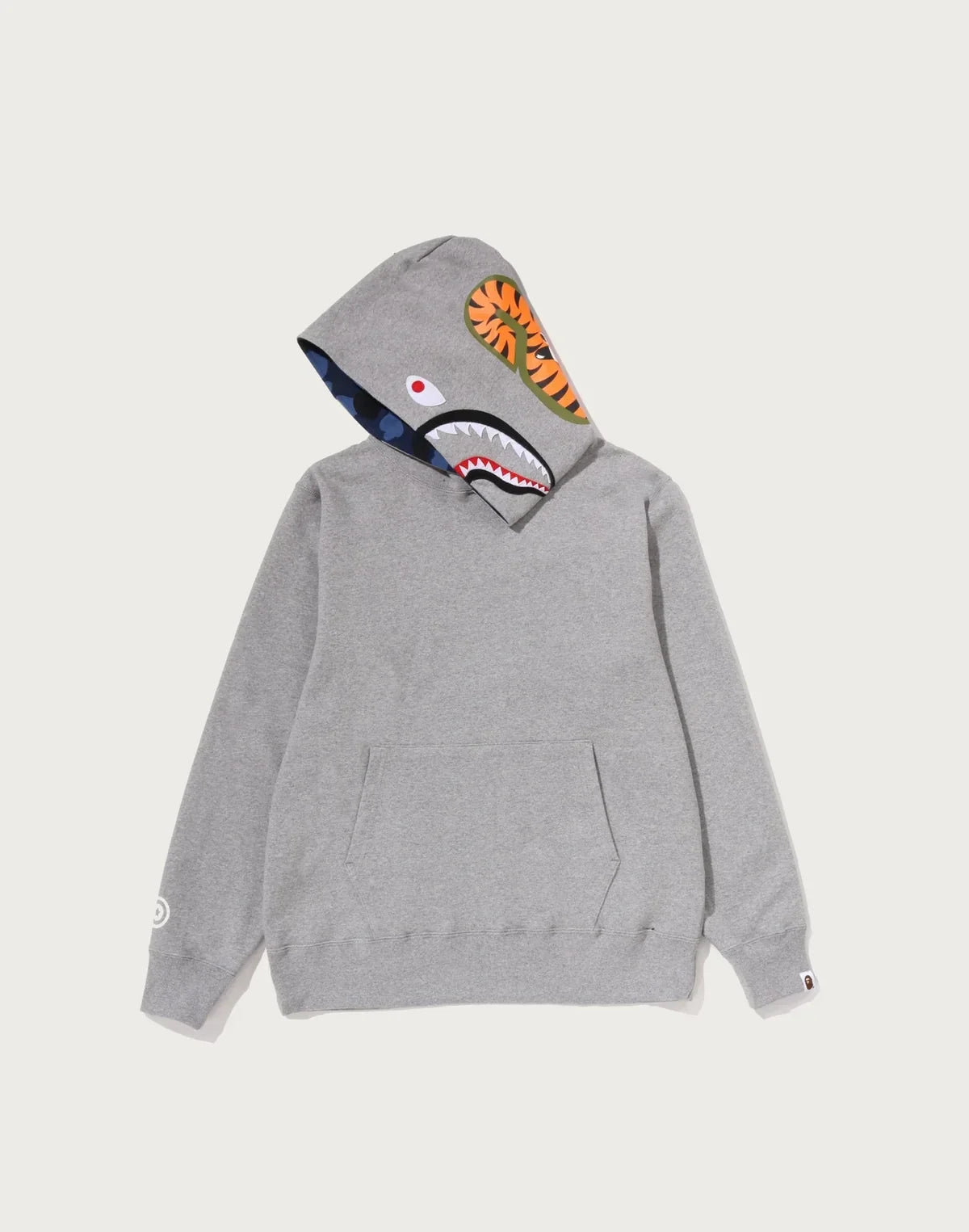 Camo Print Pullover Hoodie - Gray