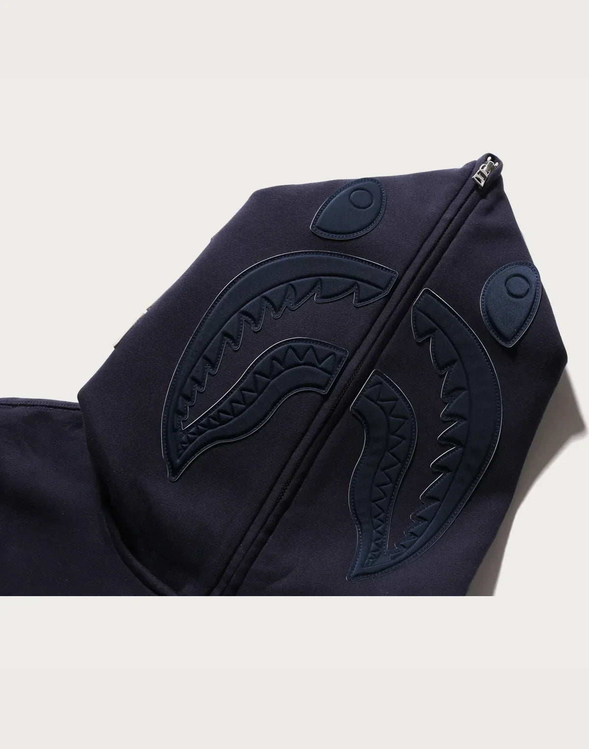 Relaxed Full-Zip Pattern Hoodie - Navy