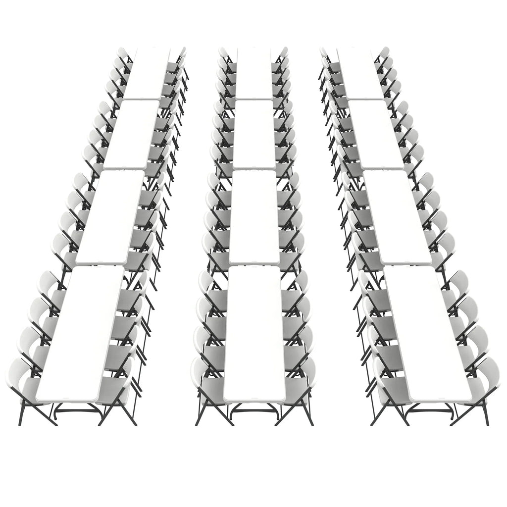 Lifetime Folding Table And Chair Set, 12 8-Foot Tables And 96 Chairs - Pack Of 108