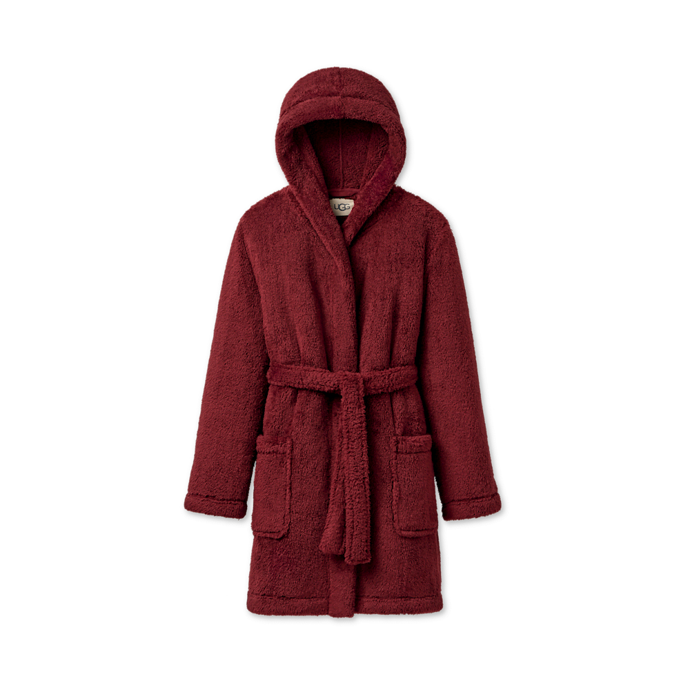 Women's Hooded Plush Fleece Robe - Cream