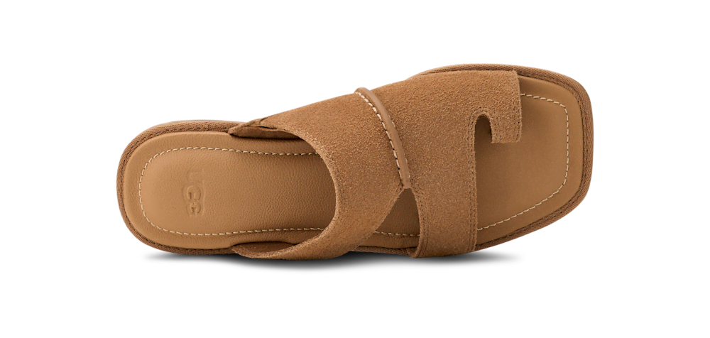 Women's Suede Toe Post Sandal - Chestnut