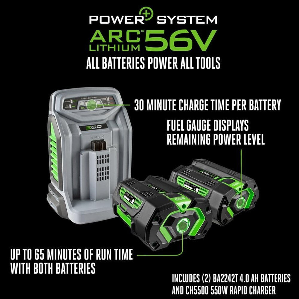 EGO Power+ 21-Inch 56-Volt Lithium-Ion Self-Propelled Cordless Lawn Mower With 2 4.0Ah Batteries And Rapid Charger - LM2