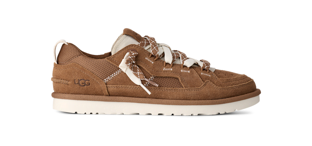 Men's Mixed Material Low Top Sneaker - Chestnut
