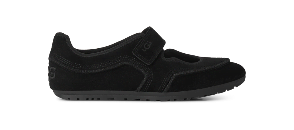Women's Suede Strap Flat - Black