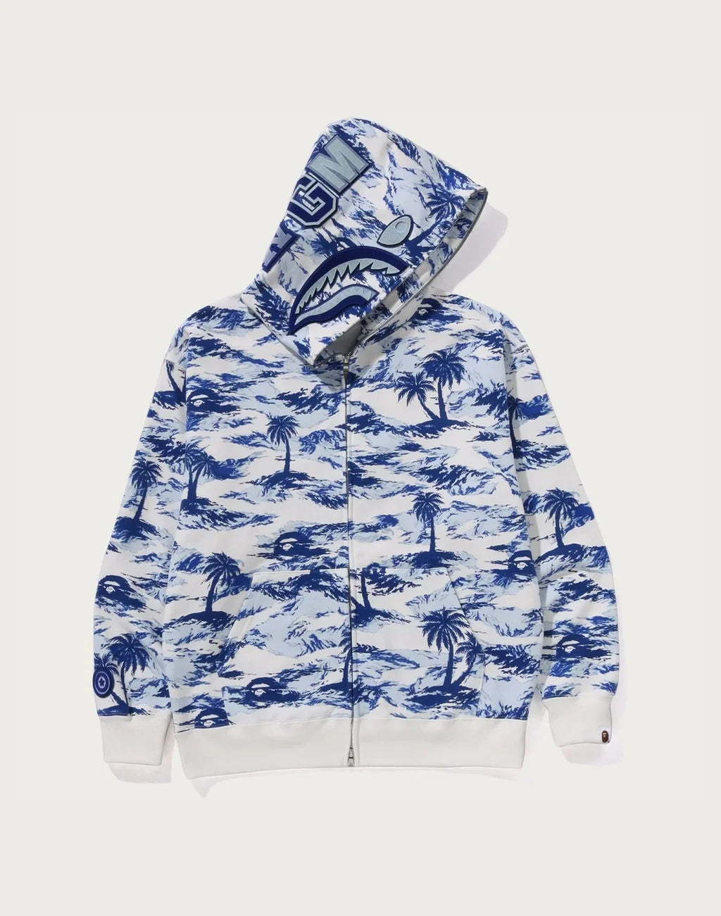 Relaxed Palm Camo Full-Zip Hoodie - Blue