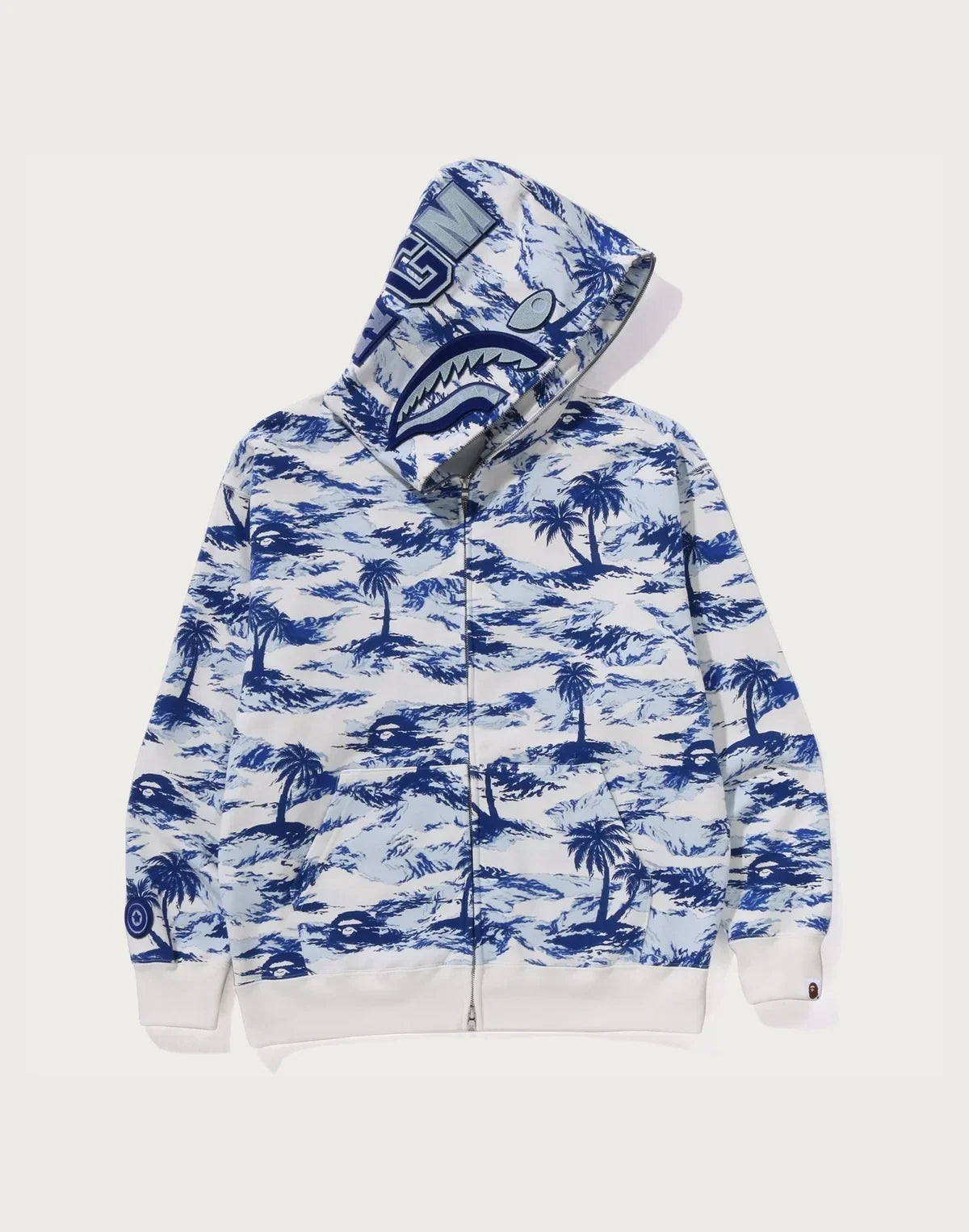 Relaxed Palm Camo Full-Zip Hoodie - Blue