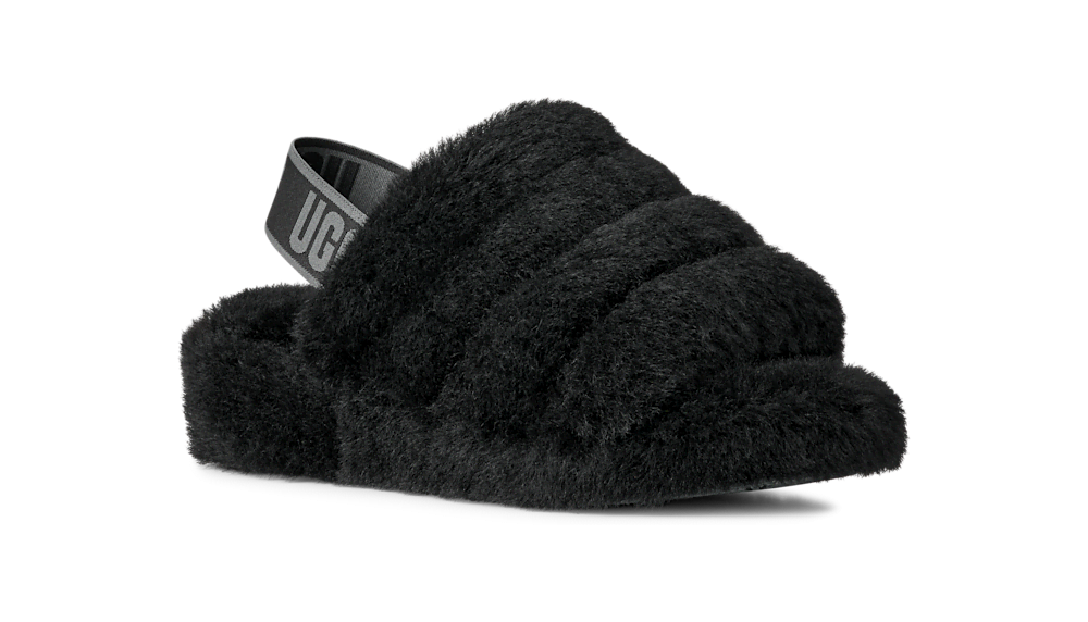 Women's Sheepskin Platform Slide - Black