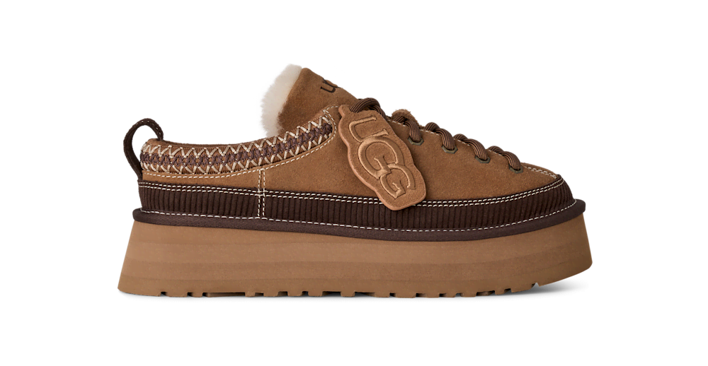 Women's Suede Lace-Up Platform Slipper - Sand