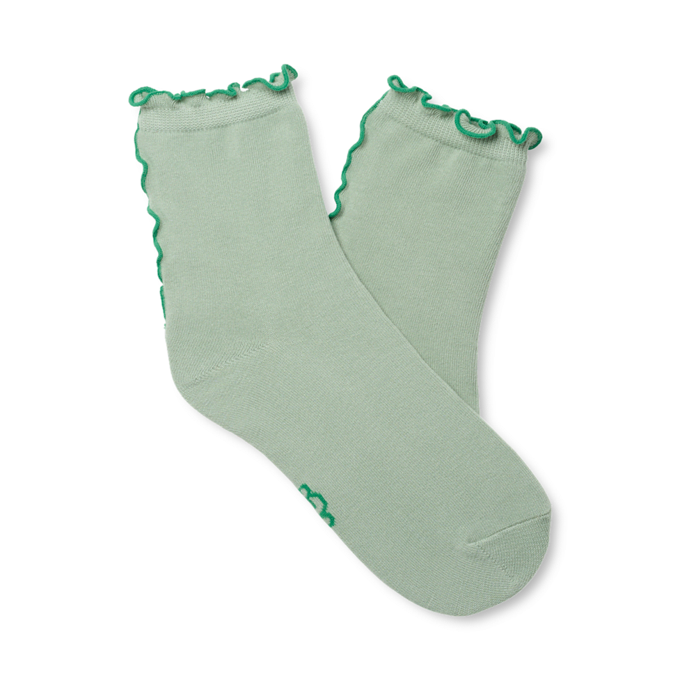 Women's Ruffled Quarter Socks - White Orange