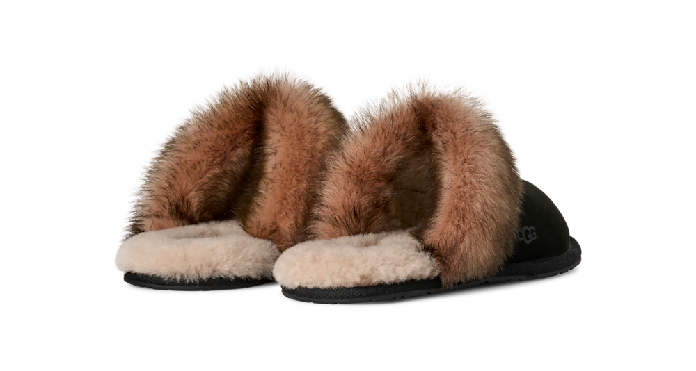 Women's Nubuck Sheepskin Collar Slipper