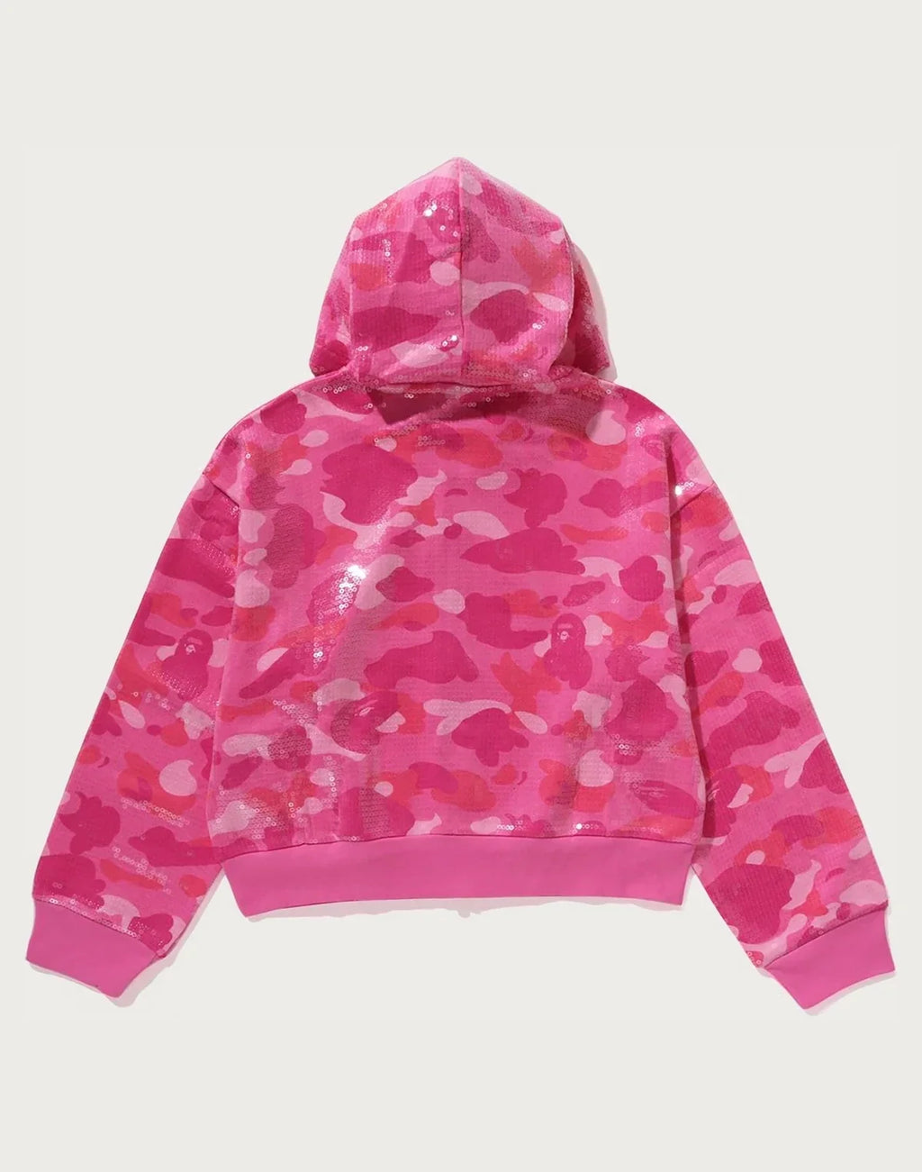 Women's Sequin Cropped Full-Zip Hoodie - Purple