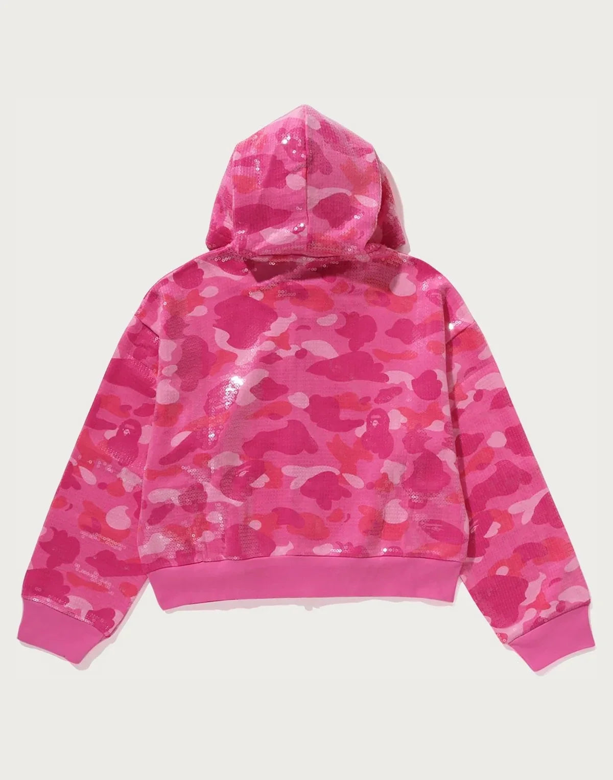 Women's Sequin Cropped Full-Zip Hoodie - Purple