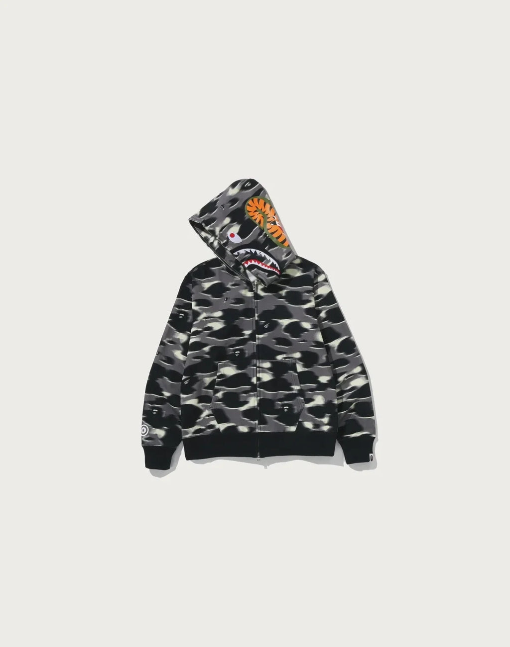 Printed Full-Zip Cotton Hoodie - Blue