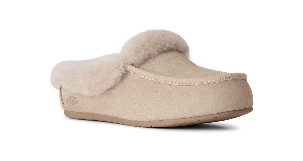 Women's Suede Sheepskin Collar Mule - Moonlight