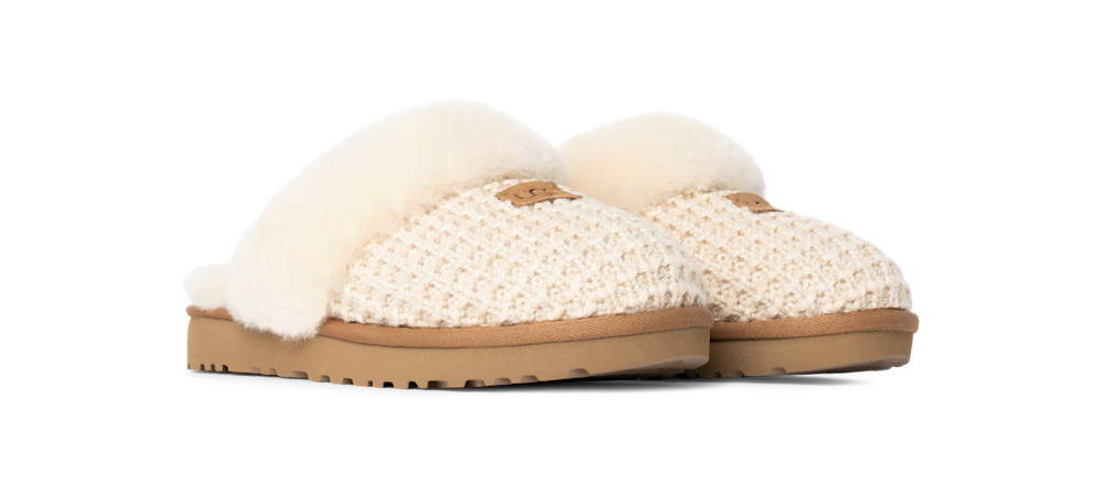 Women's Knit Sheepskin Slipper - Charcoal