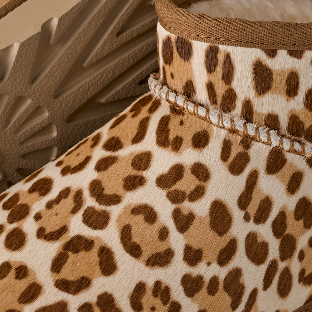 Women's Cow Hair Mini Boot - Leopard Print