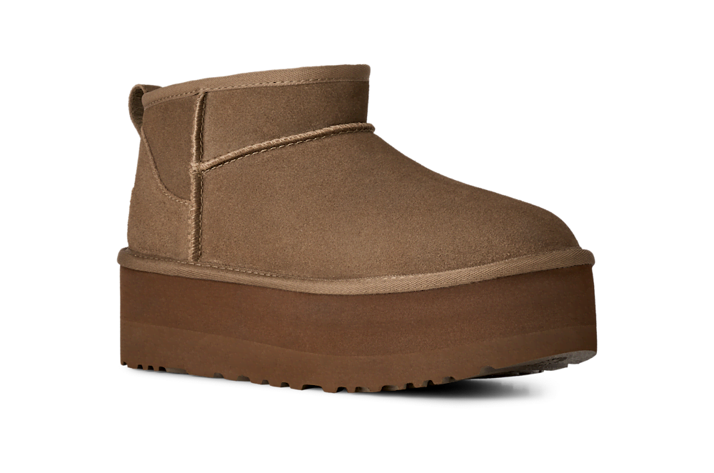 Women's Platform Ultra-Short Suede Boot - Sand