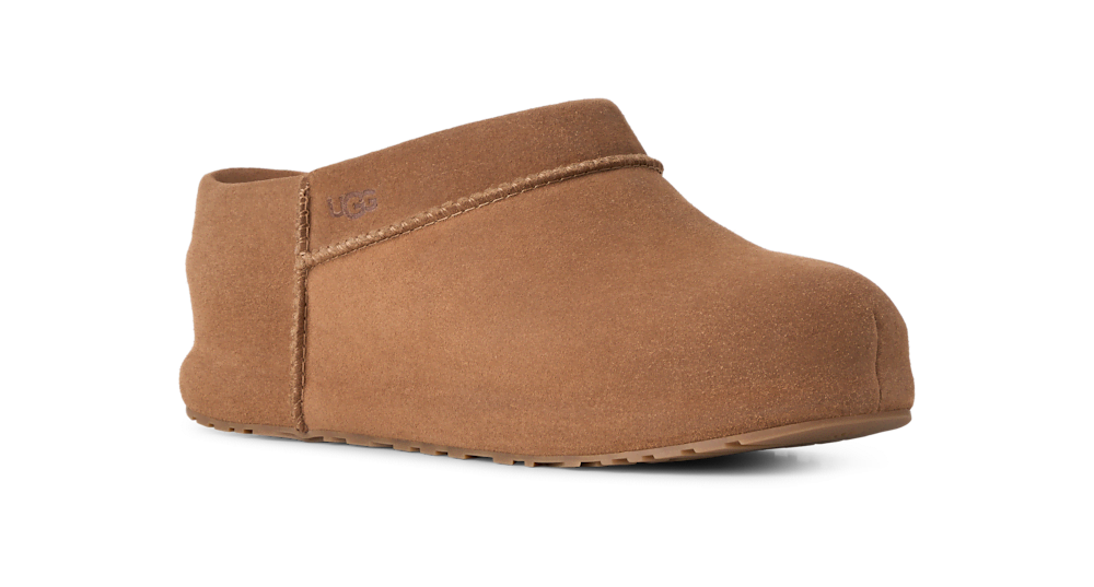 Women's Suede Sheepskin-Lined Clog - Chestnut