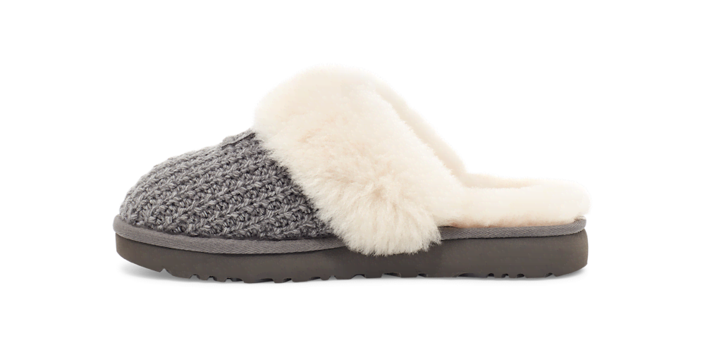 Women's Knit Sheepskin Slipper - Charcoal