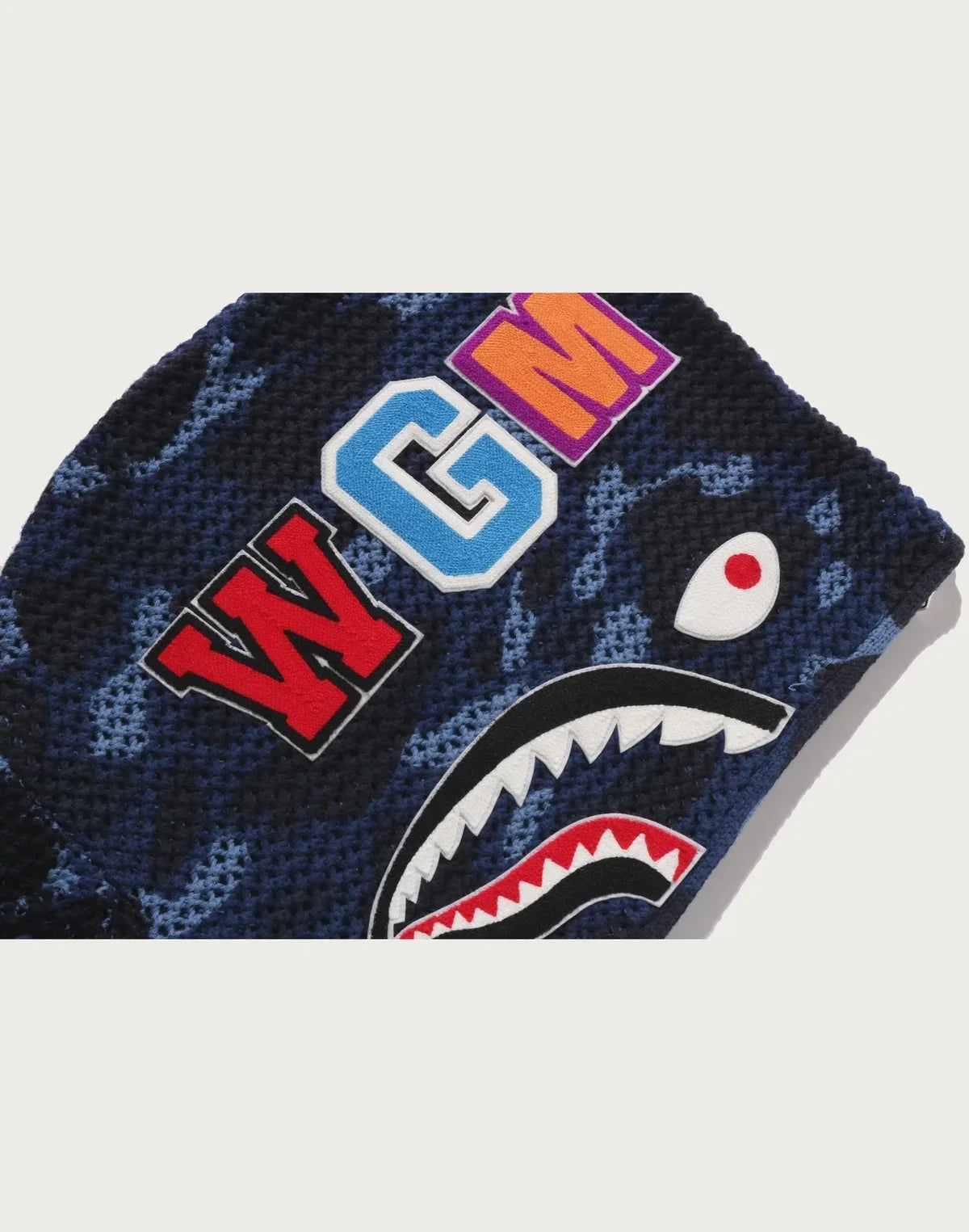 Relaxed Crochet Camo Full-Zip Hoodie - Navy