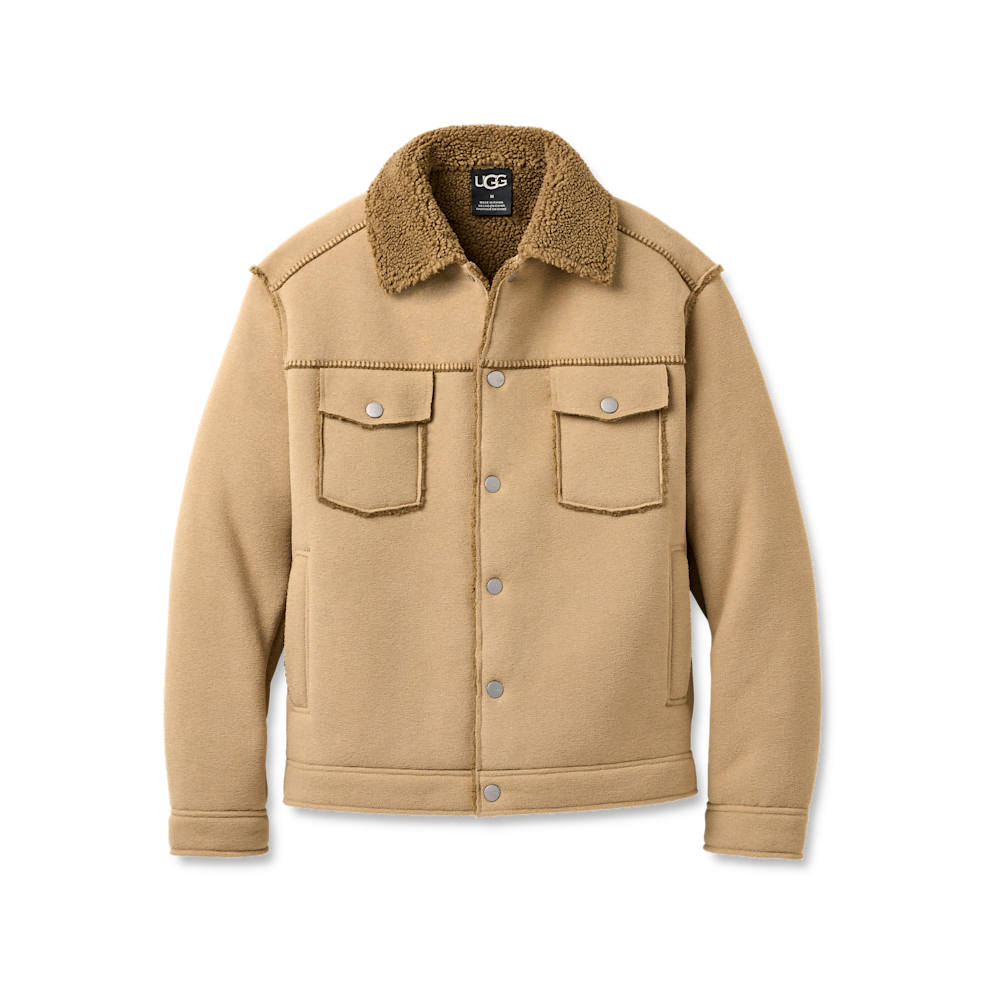 Men's Plush Fleece Trucker Jacket - Sand