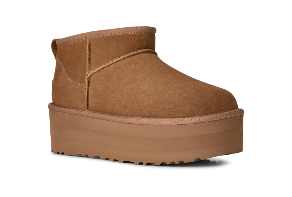 Women's Platform Ultra-Short Suede Boot - Sand