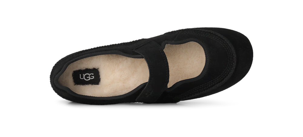 Women's Suede Strap Flat - Black