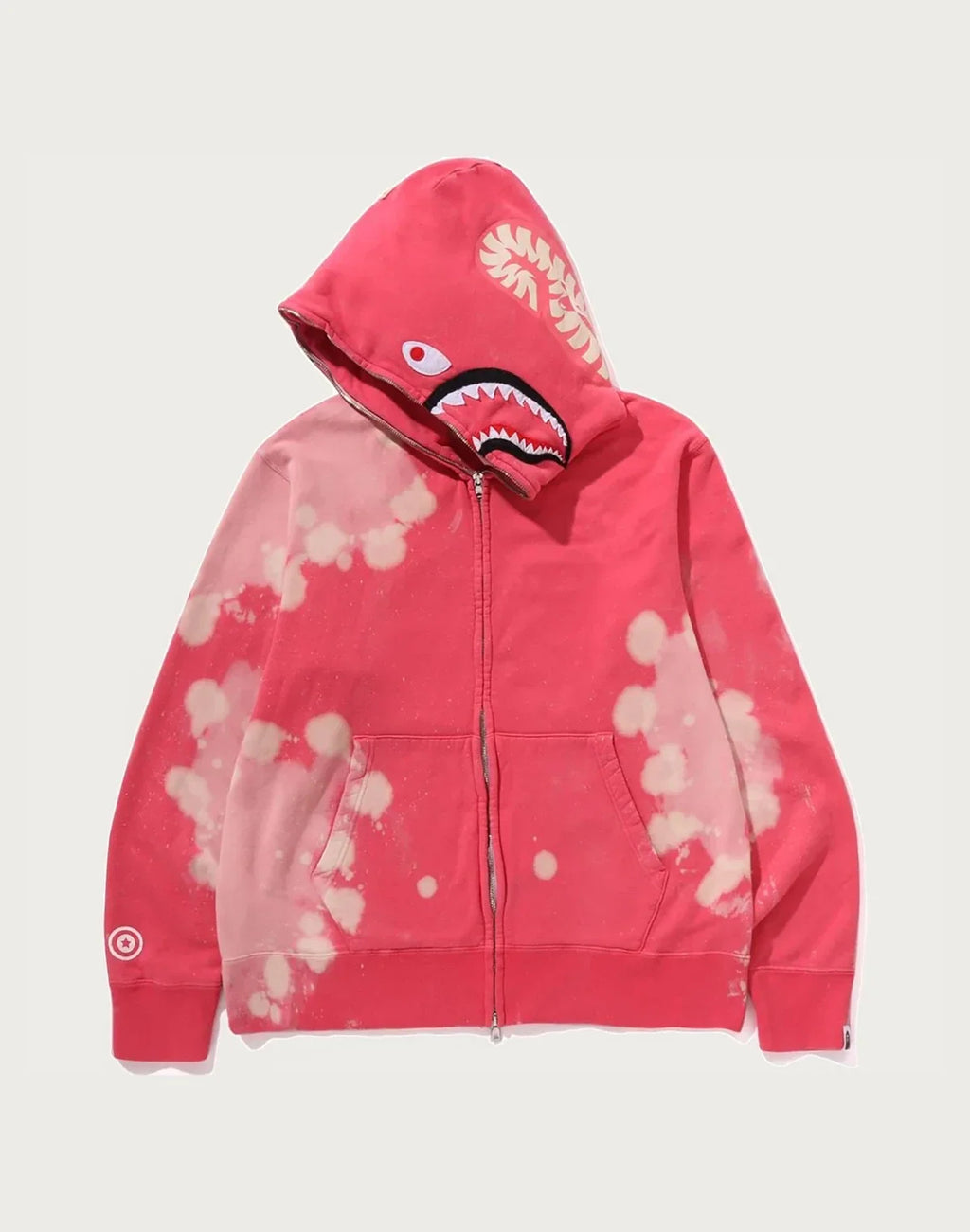 Hand-Dyed Full-Zip Graphic Hoodie - Red