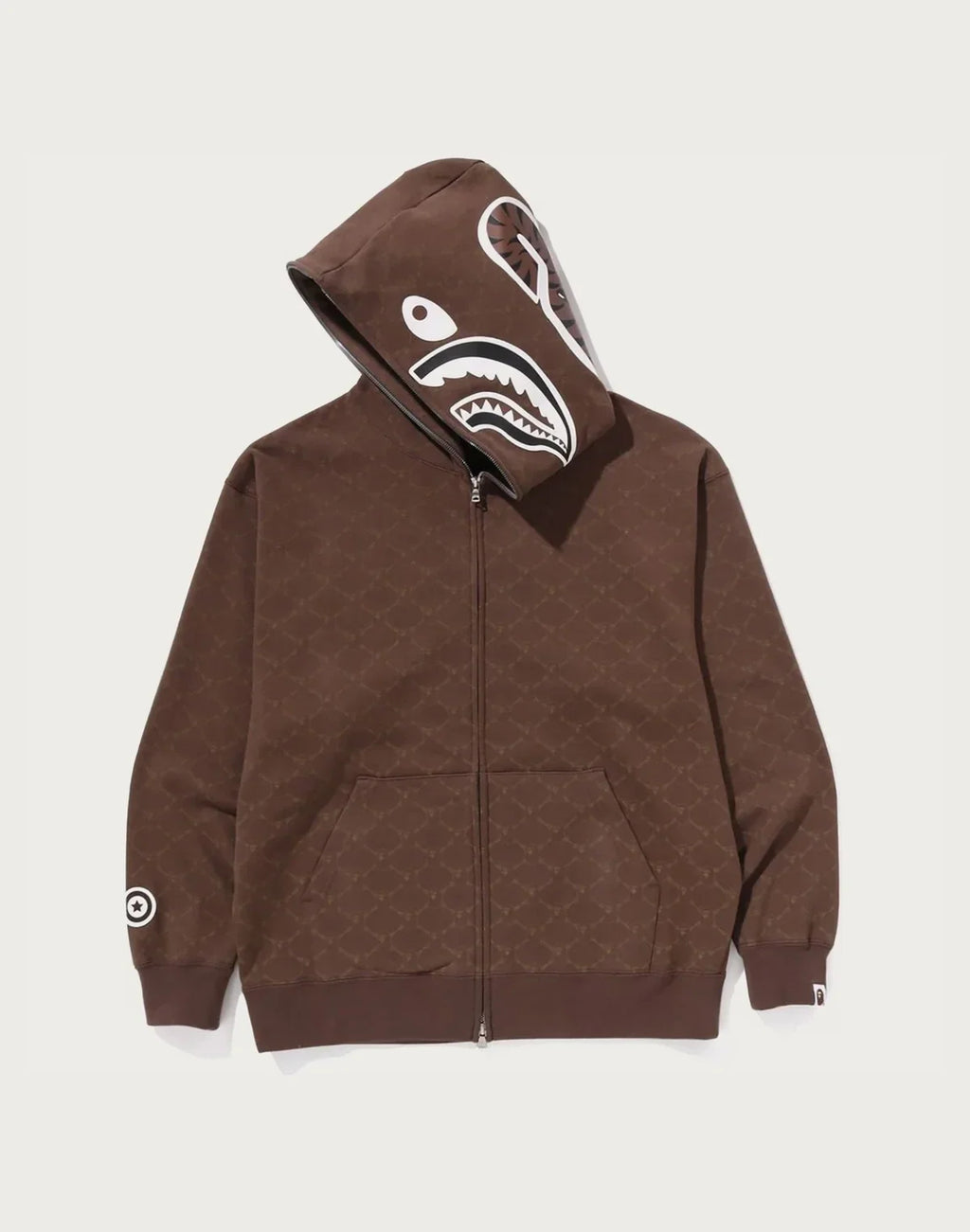 Relaxed Monogram Full-Zip Hoodie - Brown