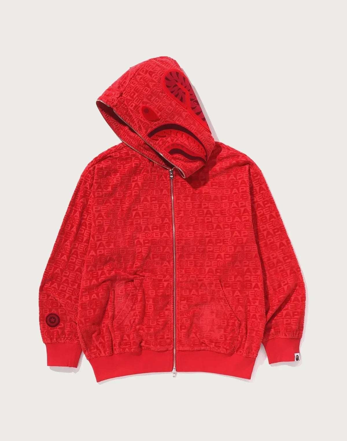 Relaxed Sport Print Hoodie - Red