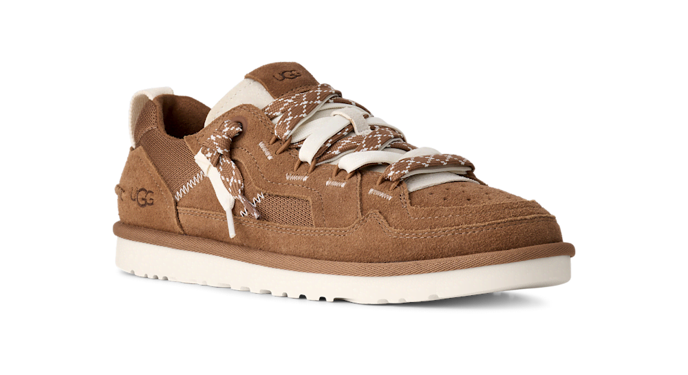 Men's Mixed Material Low Top Sneaker - Chestnut