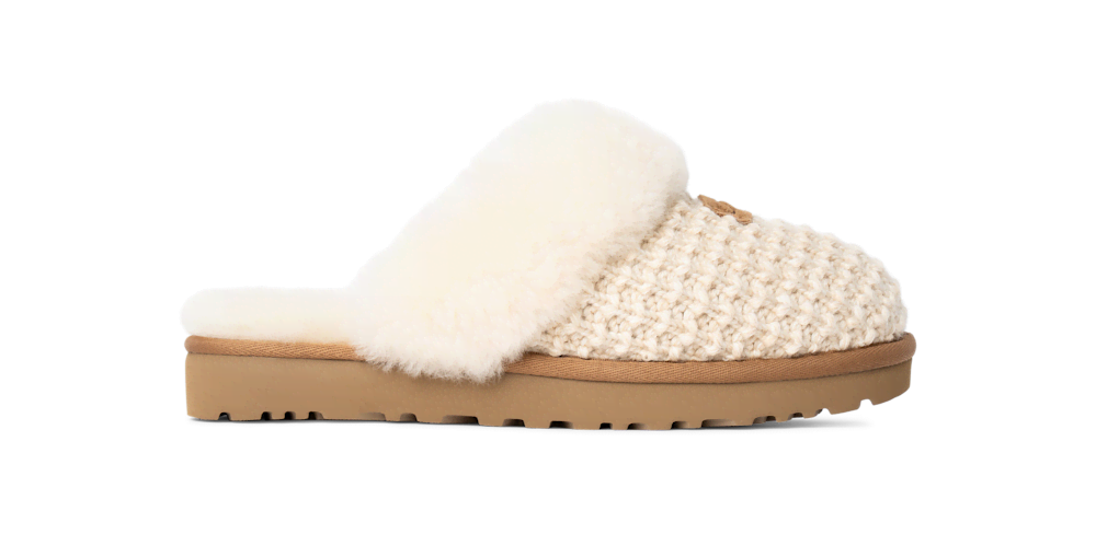 Women's Knit Sheepskin Slipper - Charcoal