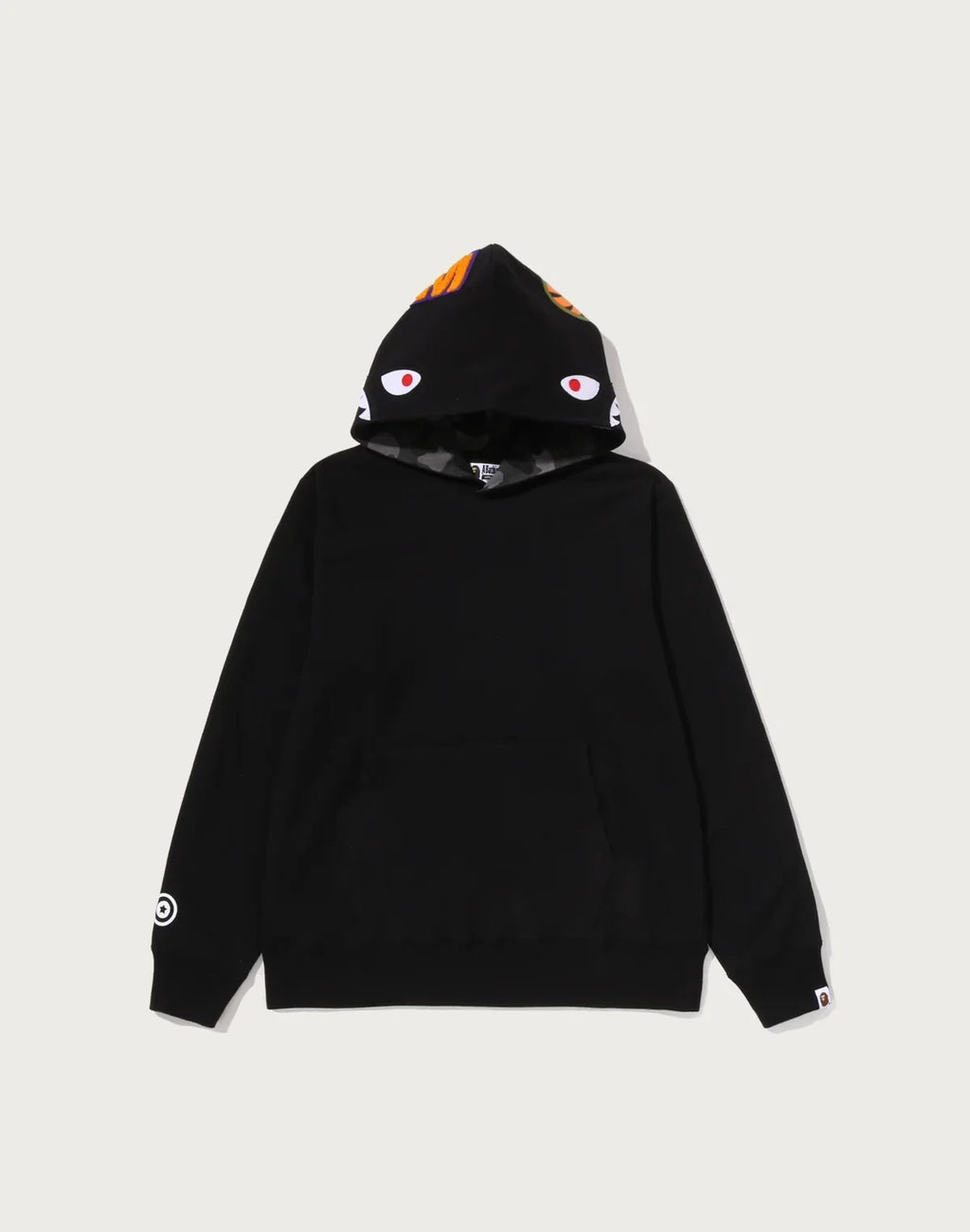 Camo Print Pullover Hoodie - Black