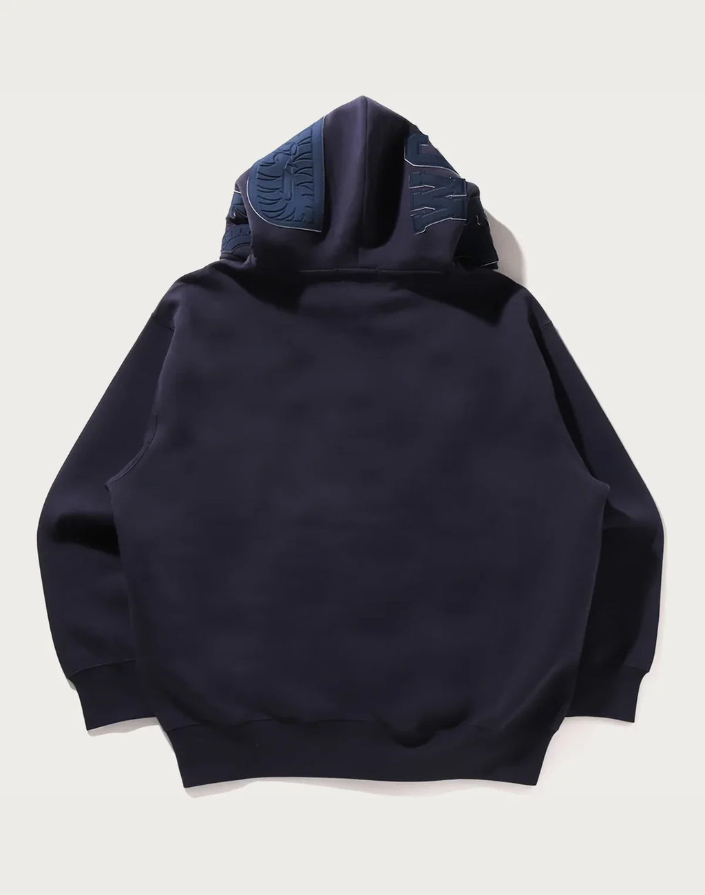 Relaxed Full-Zip Pattern Hoodie - Navy