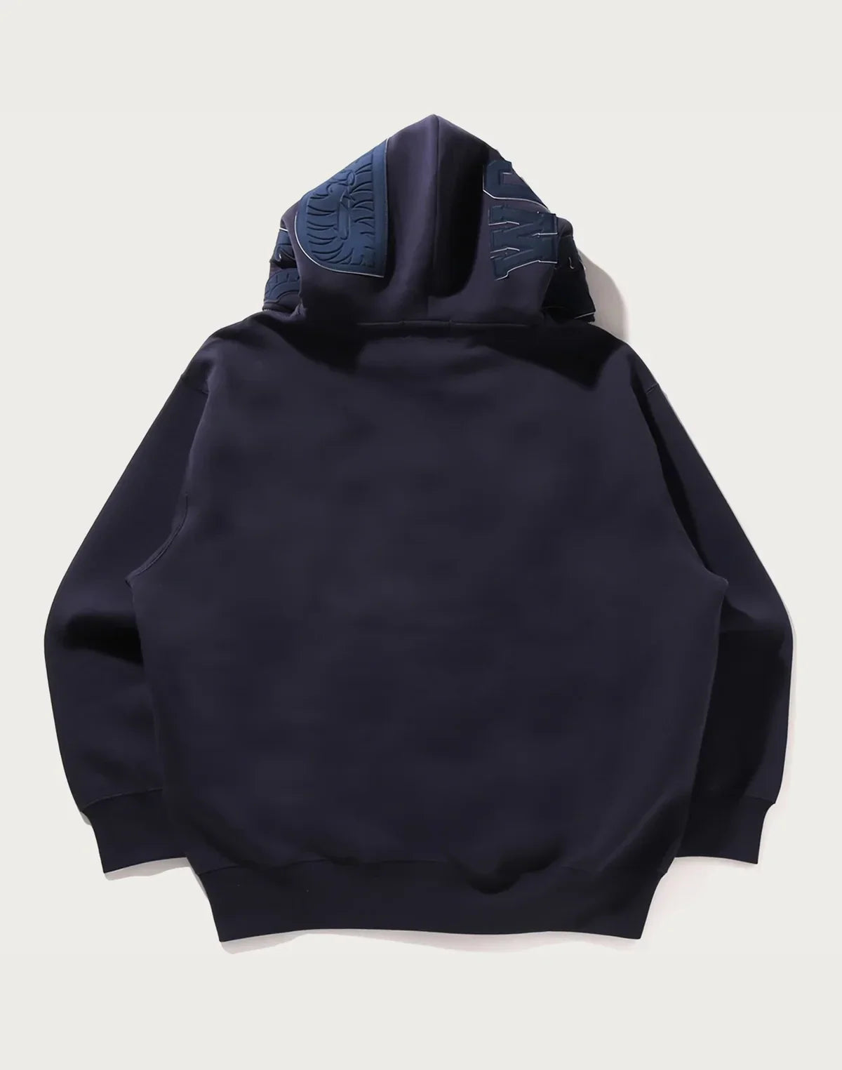 Relaxed Full-Zip Pattern Hoodie - Navy
