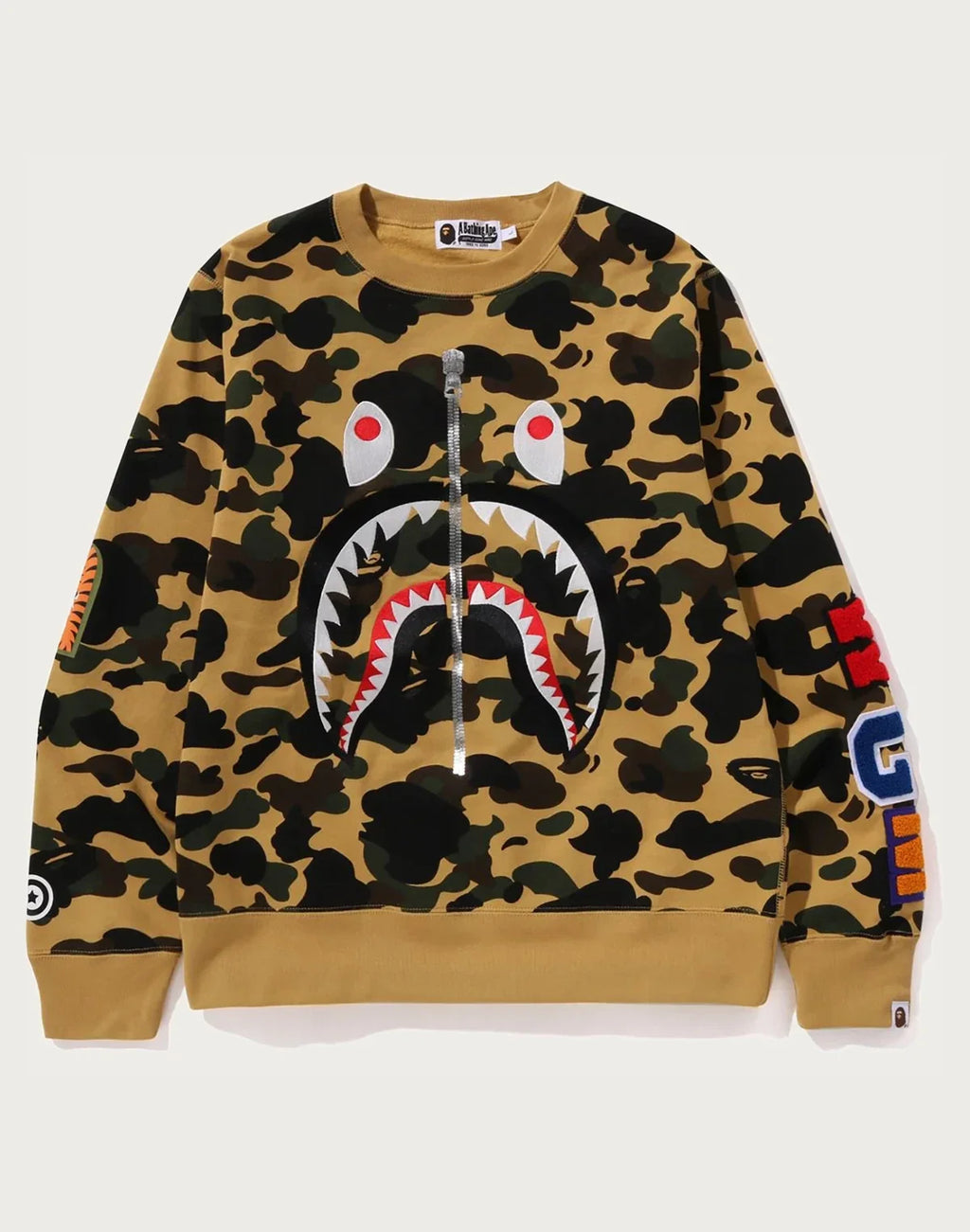 Men's Cotton Camo Graphic Crewneck Sweatshirt - Yellow