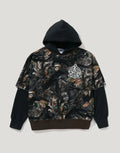 Men's Layered Camouflage Pullover Hoodie - Brown