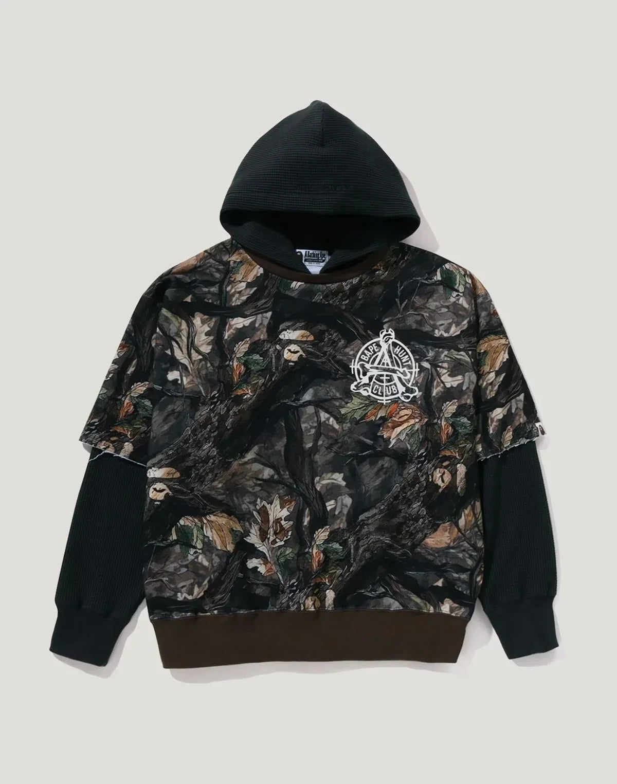 Men's Layered Camouflage Pullover Hoodie - Brown