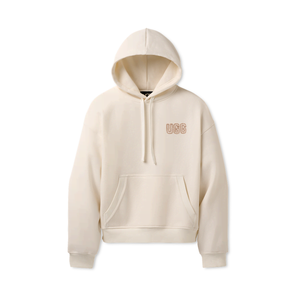 Women's Oversized Chenille Appliqué Hoodie - Black