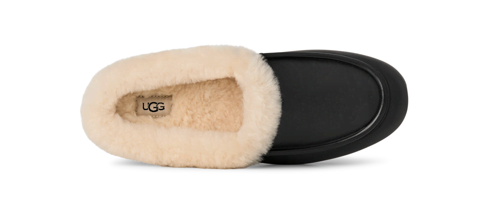 Women's Leather Sheepskin Collar Mule