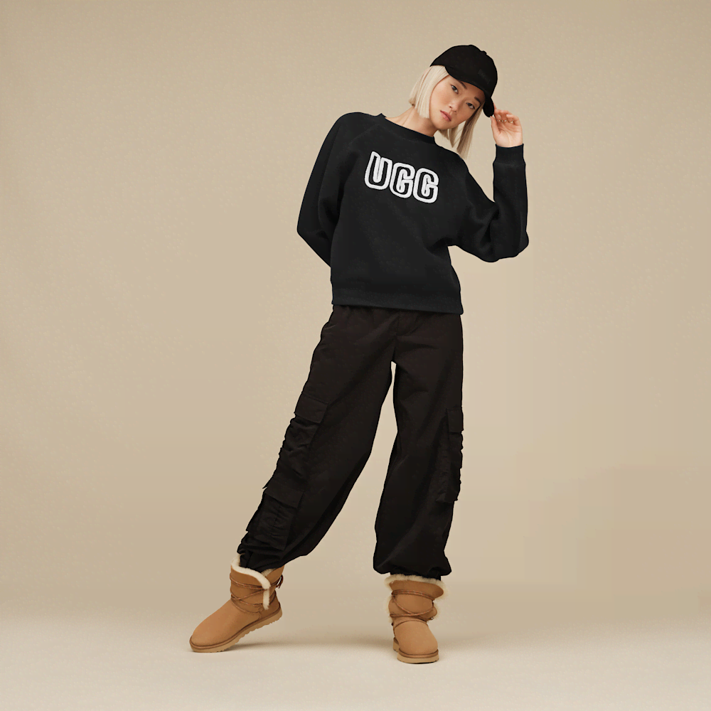 Women's Chenille Appliqué Crewneck Sweatshirt - Chestnut