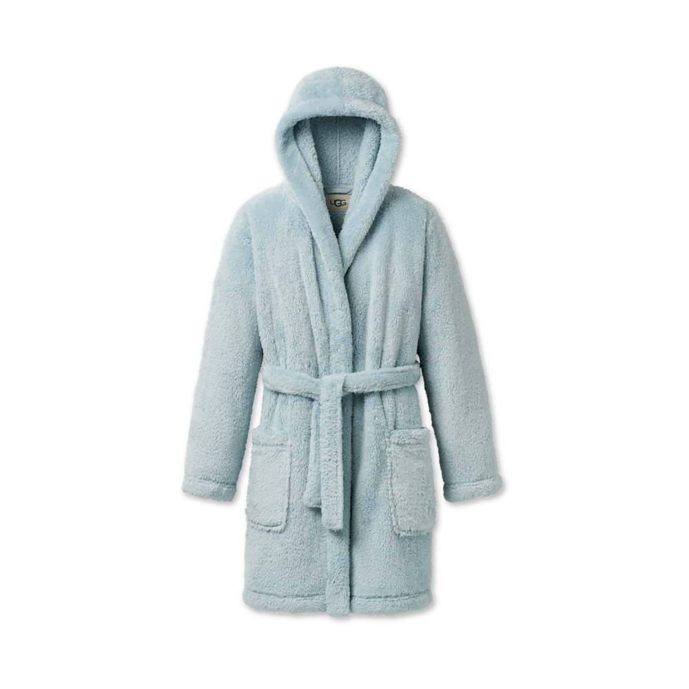 Women's Hooded Plush Fleece Robe - Cream