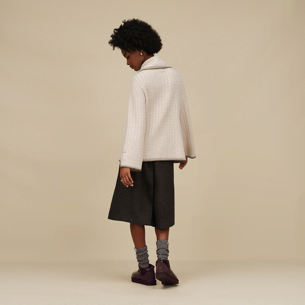 Women's Rib Knit Slouchy Crew Socks - Sand