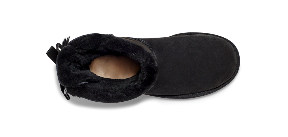 Women's Sheepskin Bow Boot - Black