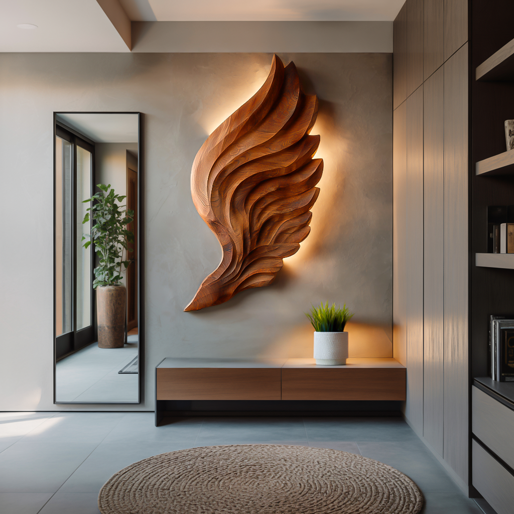 Abstract Wooden Wing Wall Art For Modern Wall Decor