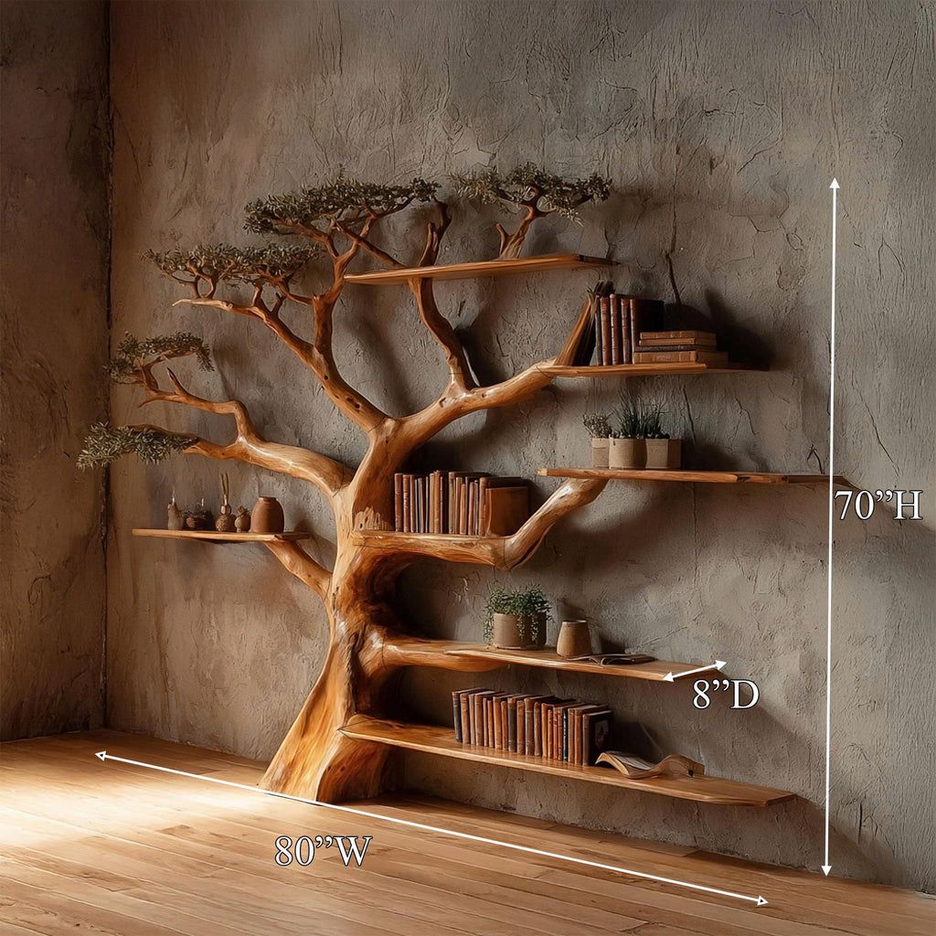 Rustic Tree Bookshelf Living And Library Wall